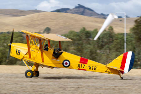 Rowland Flat, Australia - April 14, 2013: De Havilland Australia DH-82A Tiger Moth single engine...