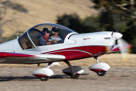 Rowland Flat, Australia - April 14, 2013: Evektor-Aerotechnik SportStar two seat single engine light aircraft used for recreational aviation.のeditorial素材