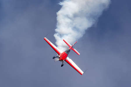 Rowland Flat, Australia - April 14, 2013:  Aerobatic pilot Paul Andronicou flying a single engine...