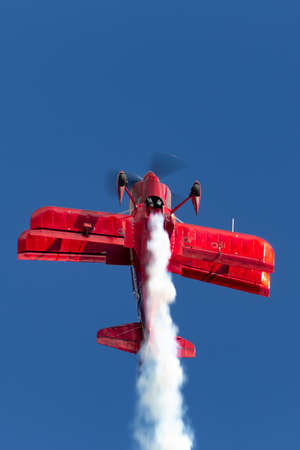 Rowland Flat, Australia - April 14, 2013: 13 Time Australian Aerobatic Champion Chris Sperou flying...