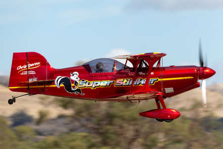 Rowland Flat, Australia - April 14, 2013: 13 Time Australian Aerobatic Champion Chris Sperou flying...