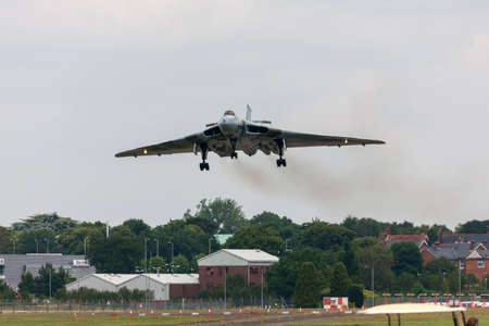 Farnborough, UK - July 20, 2014: Former Royal Air Force (RAF) Avro Vulcan B.2 bomber aircraft XH558...
