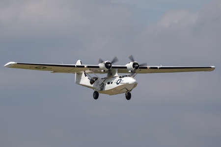 Farnborough, UK - July 18, 2014: Consolidated PBY-5A Catalina amphibious aircraft of World War II