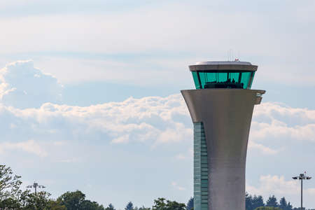 Farnborough, UK - July 21, 2014: Control tower at Farnborough Airport.のeditorial素材