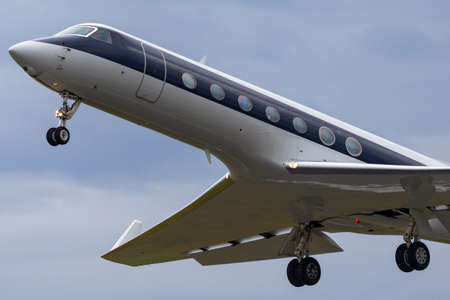 Farnborough, UK - July 19, 2014: NetJets Gulfstream Aerospace G550 CS-DKK.