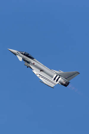 Farnborough, UK - July 19, 2014: Royal Air Force (RAF) Eurofighter EF-2000 Typhoon FGR4 ZK308 from No.29(R) Squadron based at RAF Coningsby.のeditorial素材