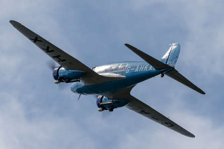 Farnborough, UK - July 20, 2014: Avro 652A Anson G-AHKX.