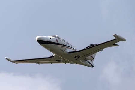 Farnborough, UK - July 21, 2014: Eclipse 500 business jet N843TE being flown by Bruce Dickinson from Iron Maiden.のeditorial素材
