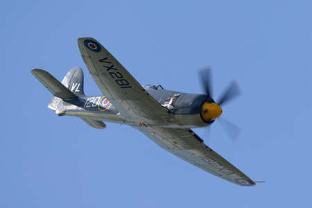 Farnborough, UK - July 20, 2014: Hawker Sea Fury T.20 G-RNHF of the Royal Navy Fleet Air Arm...
