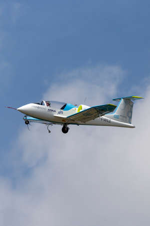 Farnborough, UK - July 18, 2014: The Airbus E-Fan is a prototype electric aircraft being developed by Airbus Group.のeditorial素材