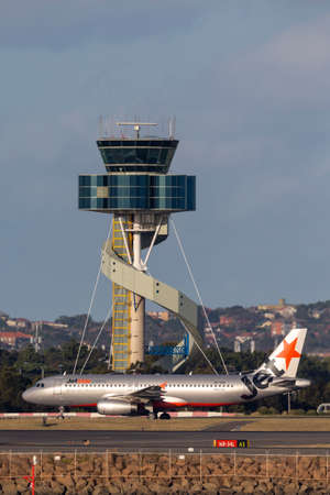 Sydney, Australia - October 7, 2013: Jetstar Airways Airbus A320 twin engine passenger aircraft...