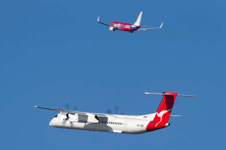 Sydney, Australia - October 7, 2013: QantasLink de Havilland Canada (Bombardier) Dash 8 (DHC-8-402Q)...