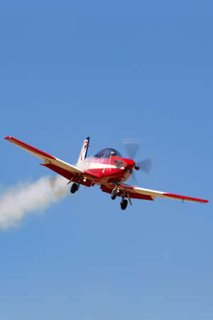 Temora, Australia - November 2, 2013: Pilatus PC-9A Trainer aircraft A23-046 from the Royal Australian Air Force (RAAF) Roulettes formation aerobatic display team.のeditorial素材