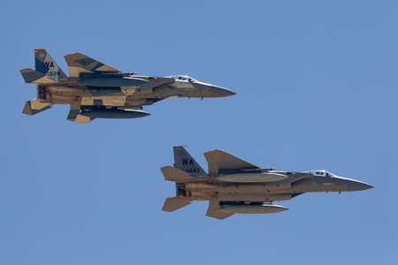 Nellis Air Force Base, Nevada, USA - May 7, 2013: United States Air Force (USAF) McDonnell Douglas F-15C (78-0528) from to the 65th Aggressor Squadron, 57th Wing based at Nellis Air Force Base.のeditorial素材