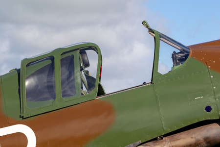 Temora, Australia - August 3, 2013: Cockpit are of Former Royal Australian Air Force (RAAF) Commonwealth Aircraft Corporation CA-13 Boomerang fighter aircraft VH-MHR.のeditorial素材