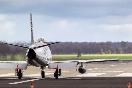 Temora, Australia - August 3, 2013: Former Royal Australian Air Force (RAAF) Commonwealth Aircraft Corporation CA-27 Sabre (F-86 Sabre) jet aircraft VH-IPN.のeditorial素材