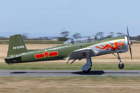 Lethbridge, Australia - November 23, 2014: Nanchang CJ-6A former Chinese Air Force single engine trainer aircraft VH-CJG.のeditorial素材