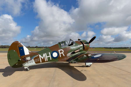 Temora, Australia - August 3, 2013: Cockpit are of Former Royal Australian Air Force (RAAF) Commonwealth Aircraft Corporation CA-13 Boomerang fighter aircraft VH-MHR.のeditorial素材