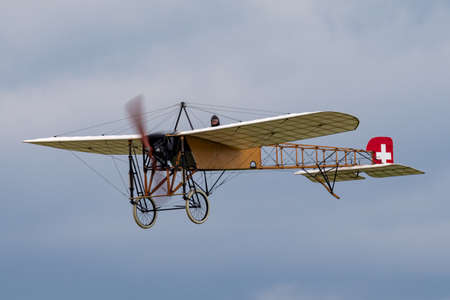 Payerne, Switzerland - August 29, 2014: Vintage Bleriot XI aircraft owned and operated by Mikael Carlson.のeditorial素材