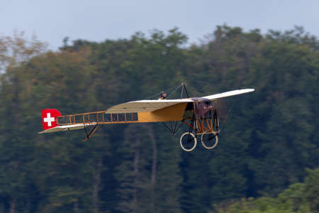 Payerne, Switzerland - August 29, 2014: Vintage Bleriot XI aircraft owned and operated by Mikael Carlson.のeditorial素材