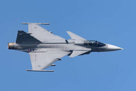 Payerne, Switzerland - September 5, 2014: Swedish Air Force Saab JAS-39C Gripen multirole fighter...
