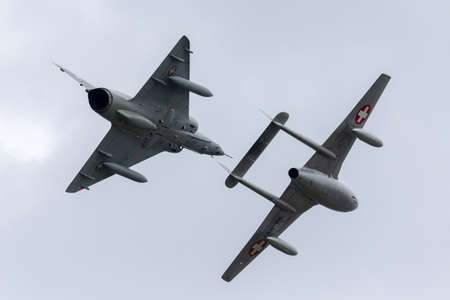 Payerne, Switzerland - August 29, 2014: Former Swiss Air Force Dassault Mirage III fighter aircraft...