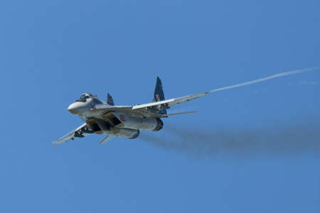 Payerne, Switzerland - August 31, 2014: Polish Air Force (Sily Powietrzne) Mikoyan-Gurevich MiG-29A fighter aircraft.のeditorial素材