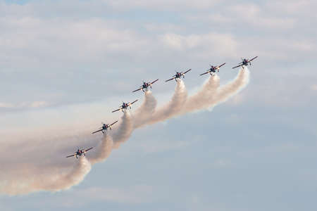 Payerne, Switzerland - August 29, 2014: Spanish Air Force (Ejercito del Aire) CASA C-101EB Aviojet...