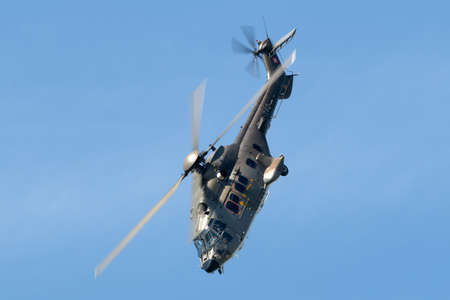 Payerne, Switzerland - August 30, 2014: Swiss Air Force Aerospatiale AS532 (TH98) military utility helicopter T-340.のeditorial素材