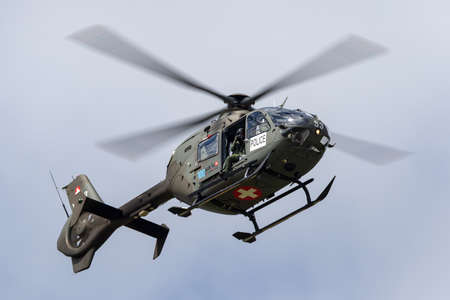 Payerne, Switzerland - August 30, 2014: Swiss Air Force Eurocopter EC-635P military helicopter.のeditorial素材