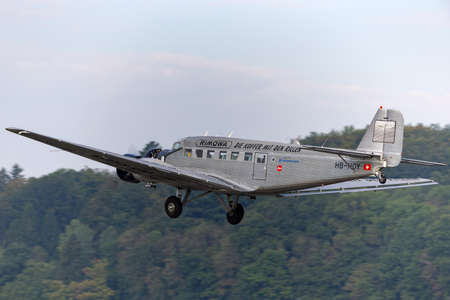 Payerne, Switzerland - September 7, 2014: Junkers Ju-52 transport aircraft operated by Ju-Air in...