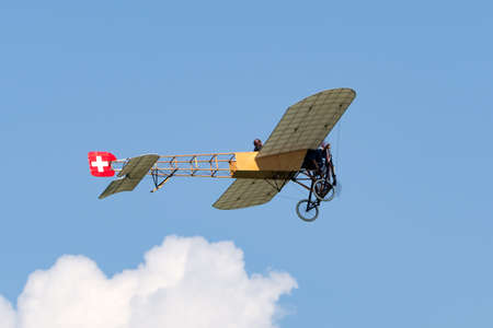 Payerne, Switzerland - September 6, 2014: Vintage Bleriot XI aircraft owned and operated by Mikael Carlson.のeditorial素材