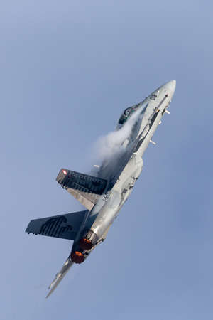 Payerne, Switzerland - September 7, 2014: Swiss Air Force McDonnell Douglas F/A-18C Hornet multirole...