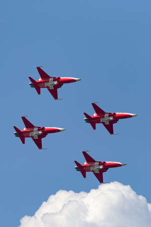 Payerne, Switzerland - September 7, 2014: Patrouille Suisse formation display team of the Swiss Air...