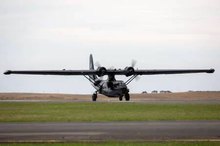 Avalon, Australia - February 27, 2015: Consolidated PBY Catalina Flying boat VH-PBZ in World War II...