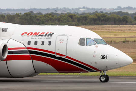 Avalon, Australia - February 24, 2015: Coulson Aviation BAE Systems 146 (Avro RJ85) aerial fire...