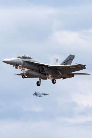 Avalon, Australia - February 22, 2015: Royal Australian Air Force (RAAF) Boeing F/A-18F Super Hornet...