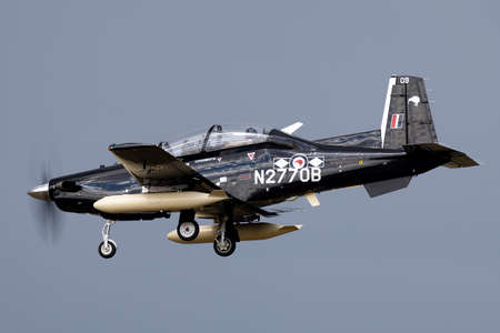 Avalon, Australia - February 22, 2015: Beechcraft T-6C Texan II single engine military training...