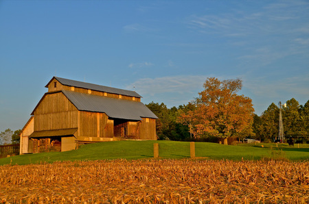 Old farmstead in autumn colorsのeditorial素材