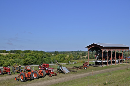 ROLLAG, MINNESOTA, Sept 1, 2014: Tractors and machinery  are on display at the West Central Steam Threshers Reunion over the Labor Day weekend for thousands of visitors to view.のeditorial素材