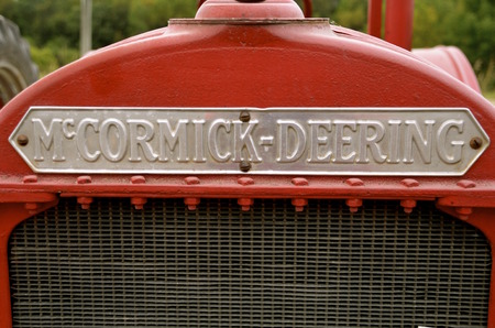 ROLLAG, MINNESOTA, September 10, 2016: A McCormick Deering grill of a restored tractor is displayed at the West Central Steam Threshers Reunion(WCSTR) where 1000's attend each Labor Day weekend in Rollag, MN each year.のeditorial素材