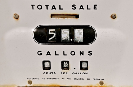 Closeup of a Rusty Old Gasoline Pump when gas was 33 cents a gallonの写真素材