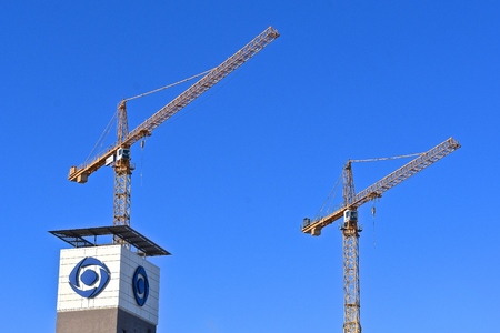 FARGO, NORTH DAKOTA, February7, 2019: The logo in front of the two cranes represents Gate City Bank,   a mutually owned bank headquartered in Fargo, North Dakota, with 36 branches across North Dakota and west central Minnesota.のeditorial素材
