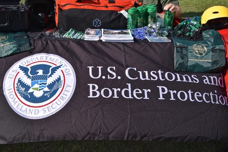 EAST GRAND FORKS, MINNESOTA, May 9, 2019:  A booth displaying the United States Customs and Border...