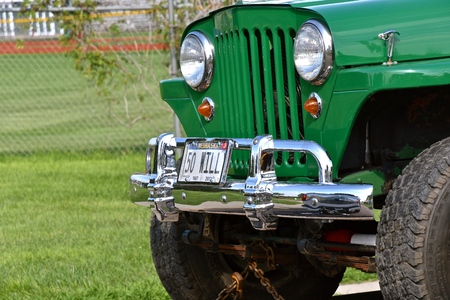 YANKTON, SOUTH DAKOTA, August 16, 2019: A restored 1950 Willys Jeep is displayed at the annual...
