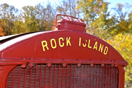 VERGAS, MINNESOTA, October 6, 2019: The old tractor from the Rock Island Plow Company of the 1920's...