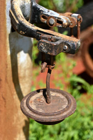 A industrial rusty platform scale scale weight weighing 10 poundsの写真素材