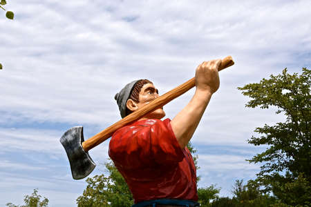 ABERDEEN, SOUTH DAKOTA, August 7, 2020: Paul Bunyan and Babe are displayed at the Land Of Oz(Storybook Land) sponsored by The Sertoma Club and the Aberdeen Parks, Recreation and Forestry Department.のeditorial素材