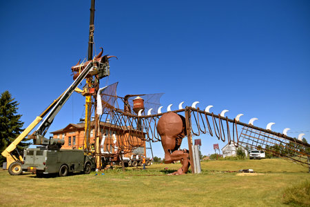 REGENT, NORTH DAKOTA, August 16, 2020: The massive dragon is under construction at the site of the enchanted Castle of Regent is located at the end of the Enchanted Highway.のeditorial素材