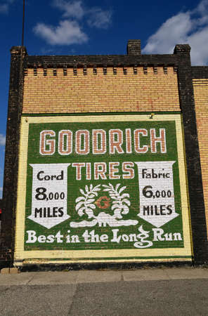 TWIN VALLEY, MINNESOTA, April 16, 2021:  The Goodrich ad is from the B.F. Goodrich  Tire Company, founded by B.F. Goodrich in 1870.のeditorial素材
